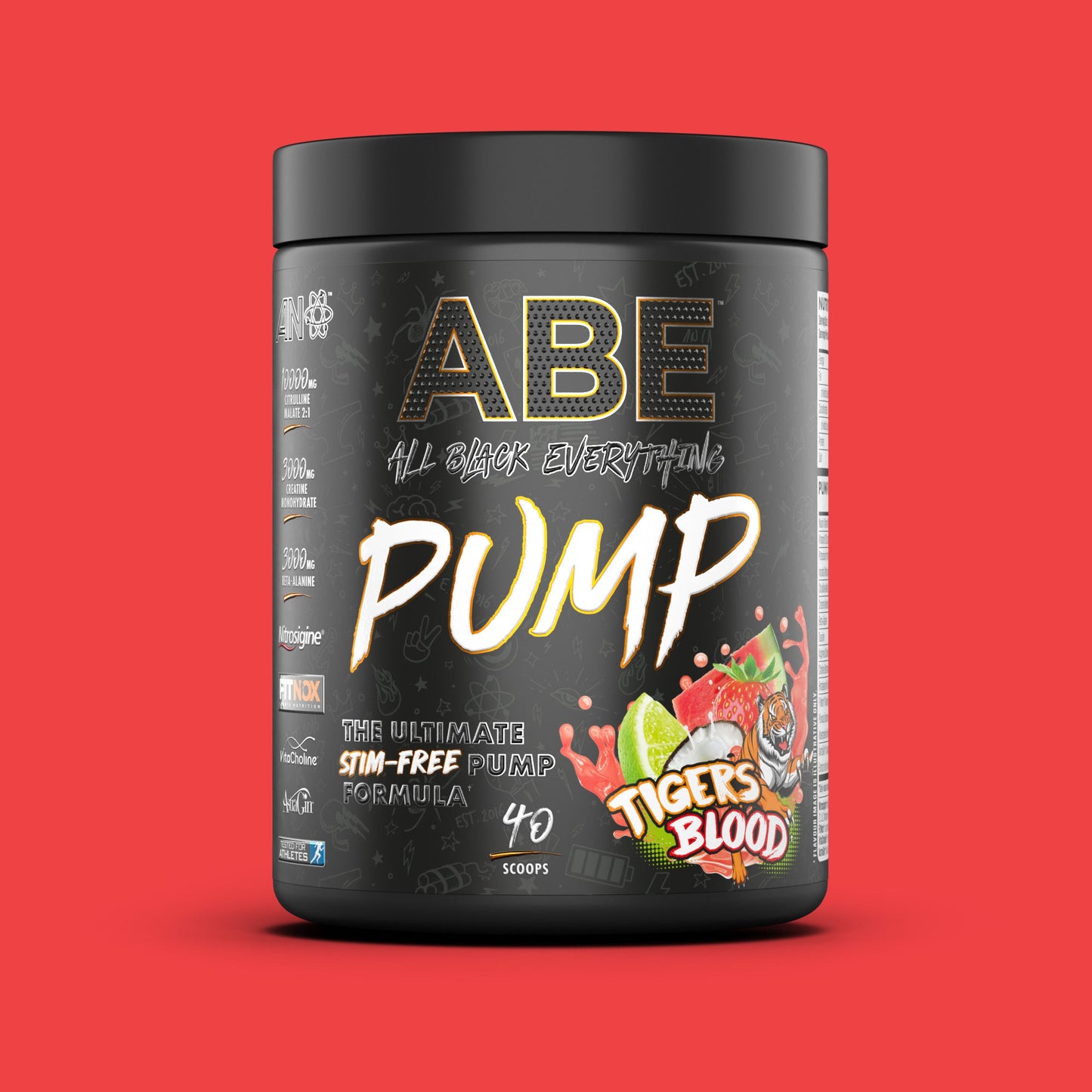 ABE Pump - Zero Stim Pre-Workout (500g) Pre- entreno sin estimulantes, con creatina y B12.