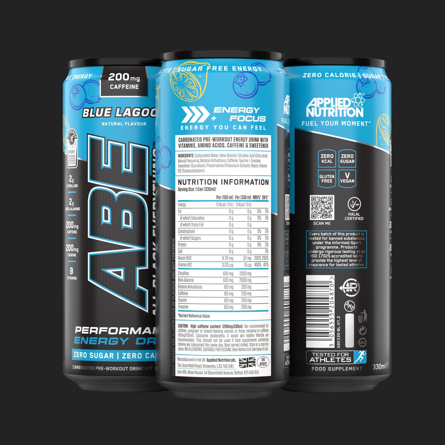 ABE - Energy & Performance Pre Workout Cans x12 - Sin azúcar.