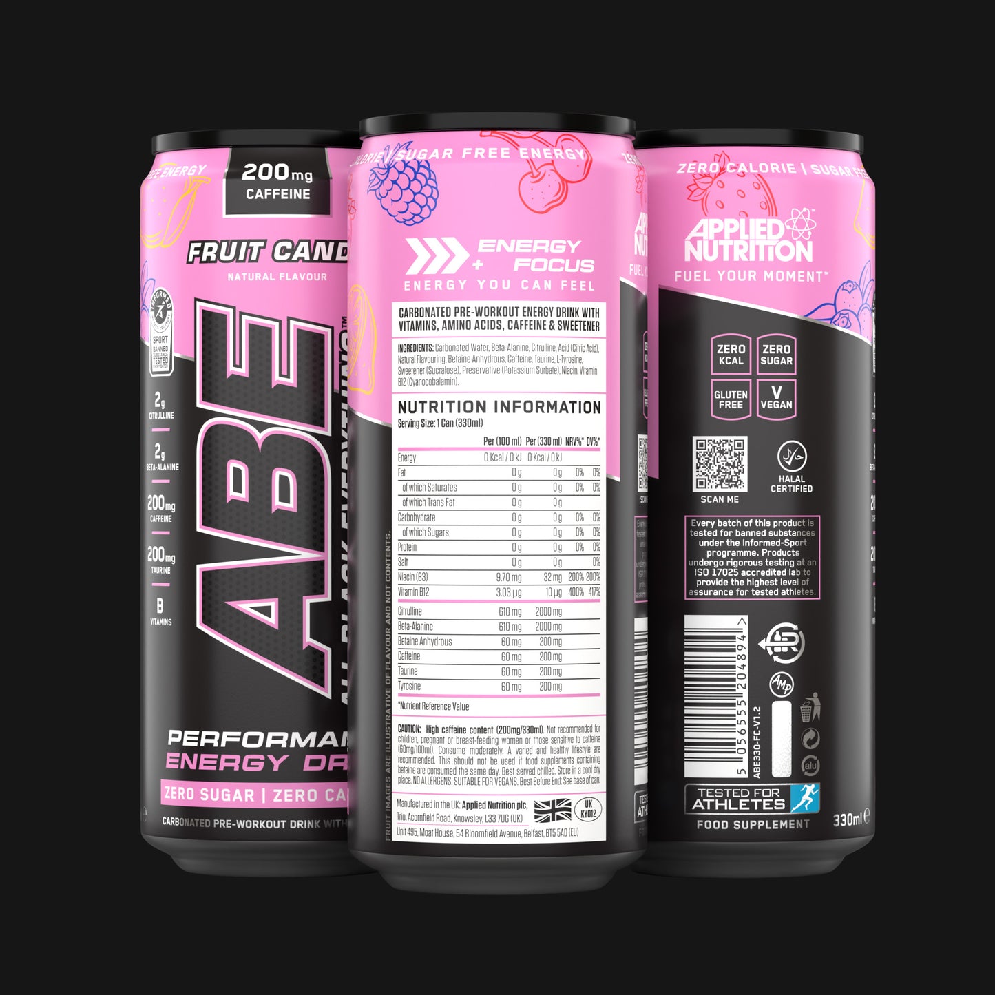 ABE - Energy & Performance Pre Workout Cans x12 - Sin azúcar.