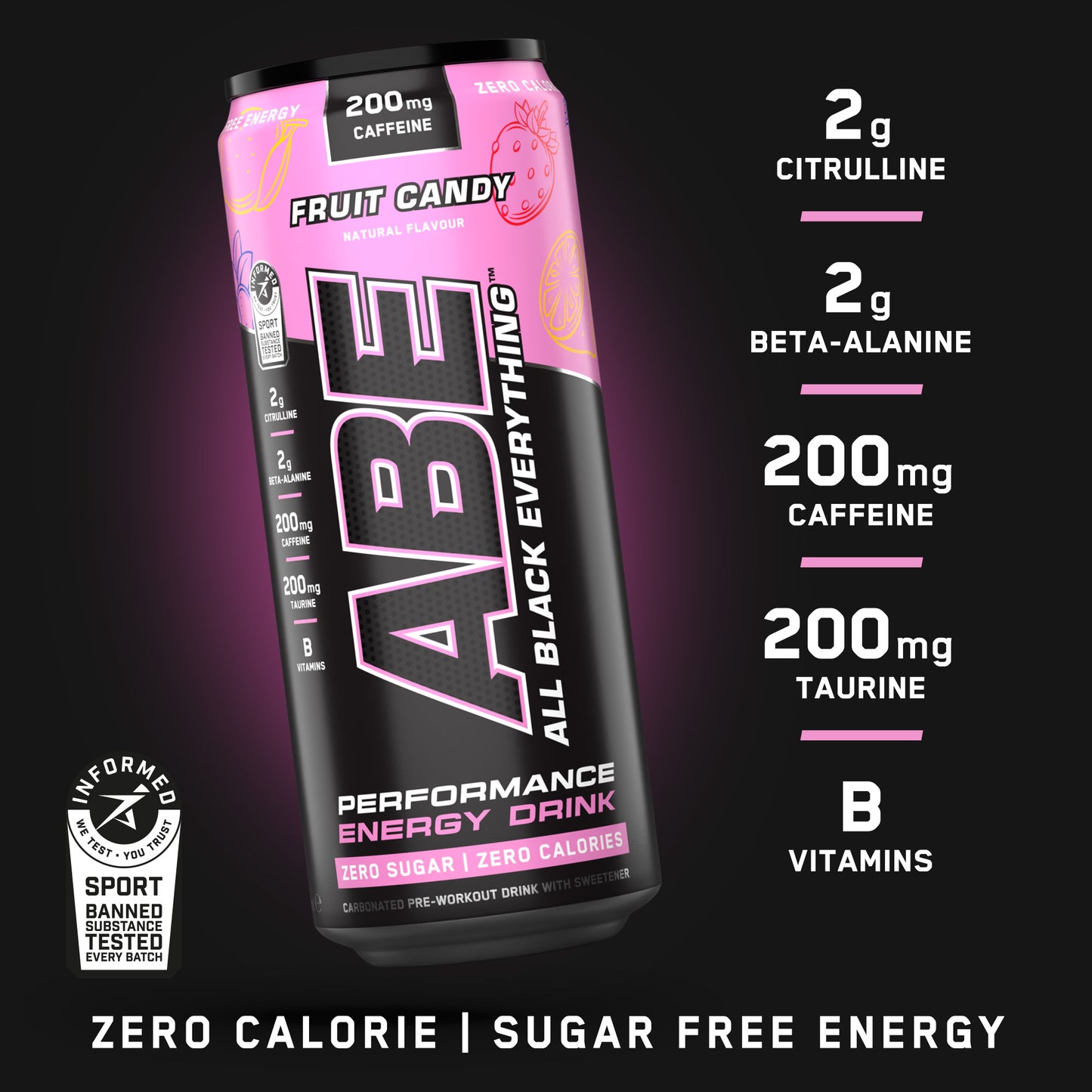 ABE - Energy & Performance Pre Workout Cans x12 - Sin azúcar.