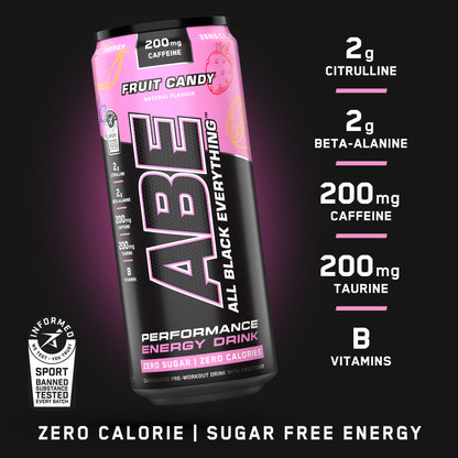 ABE - Energy & Performance Pre Workout Cans x12 - Sin azúcar.