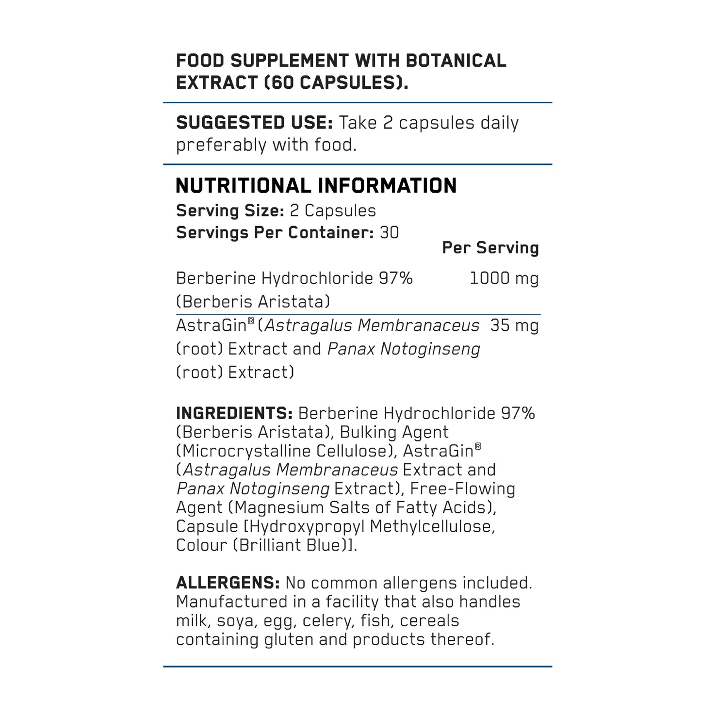 Berberine Capsules 1000mg (60 caps.)