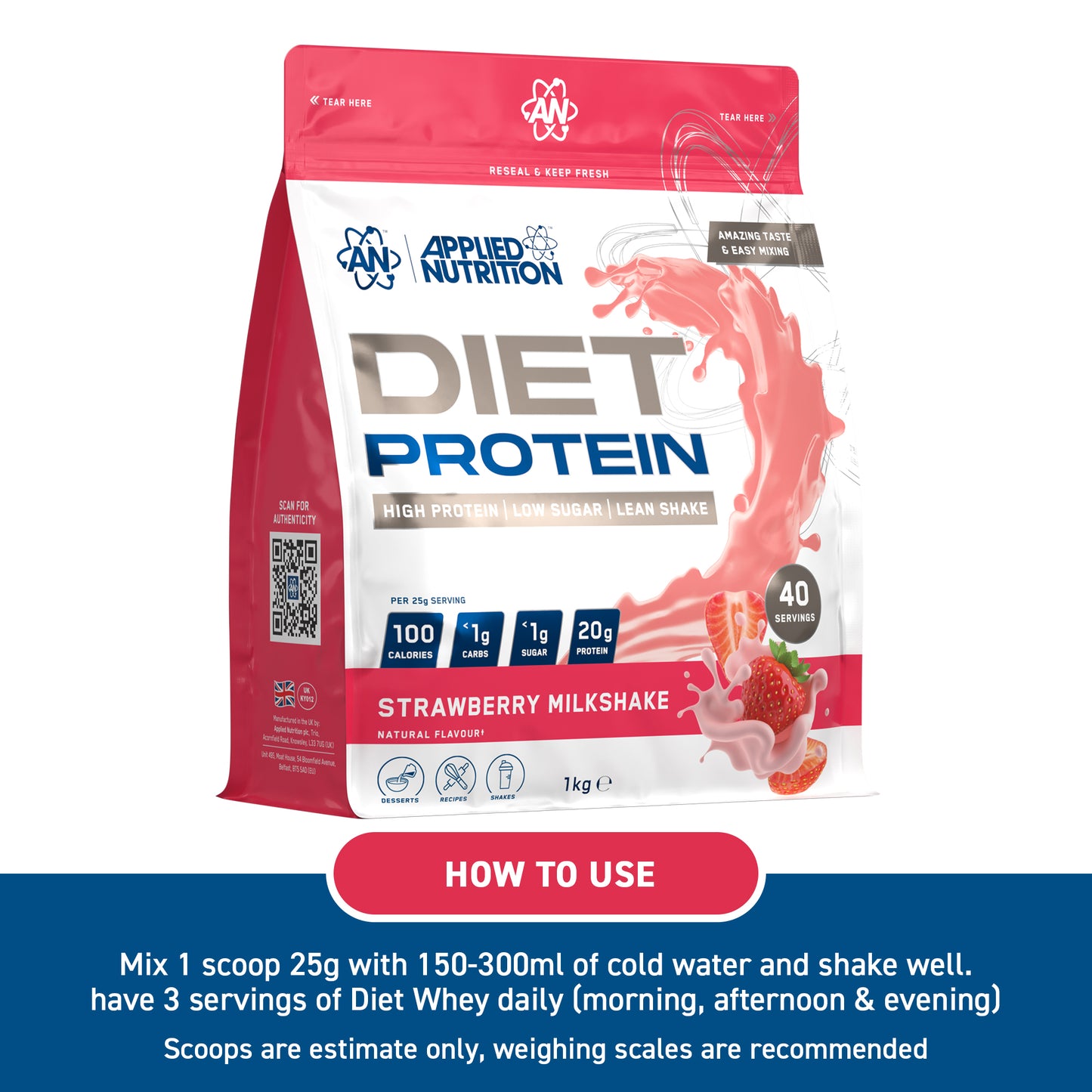 Diet Whey 1kg  40 Serv.