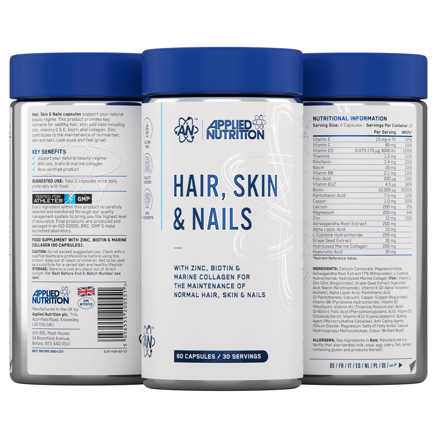 Hair Skin and Nails Collagen Capsules - 30 Servings