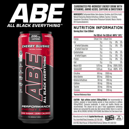 ABE - Energy & Performance Pre Workout Cans x12 - Sin azúcar.