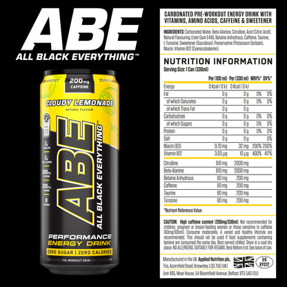 ABE - Energy & Performance Pre Workout Cans x12 - Sin azúcar.