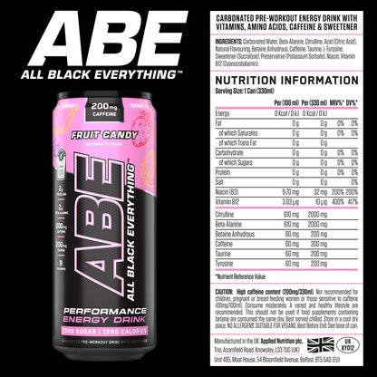 ABE - Energy & Performance Pre Workout Cans x12 - Sin azúcar.