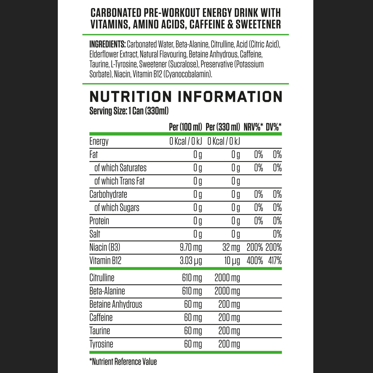 ABE - Energy & Performance Pre Workout Cans x12 - Sin azúcar.