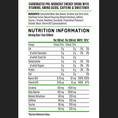 ABE - Energy & Performance Pre Workout Cans x12 - Sin azúcar.