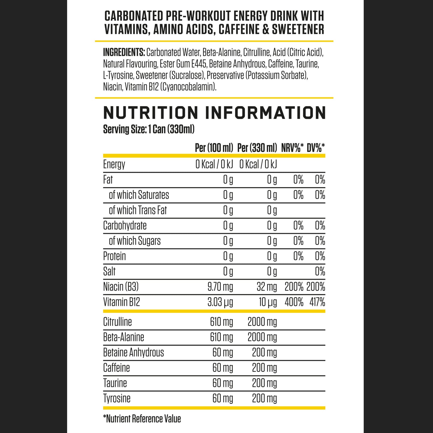 ABE - Energy & Performance Pre Workout Cans x12 - Sin azúcar.