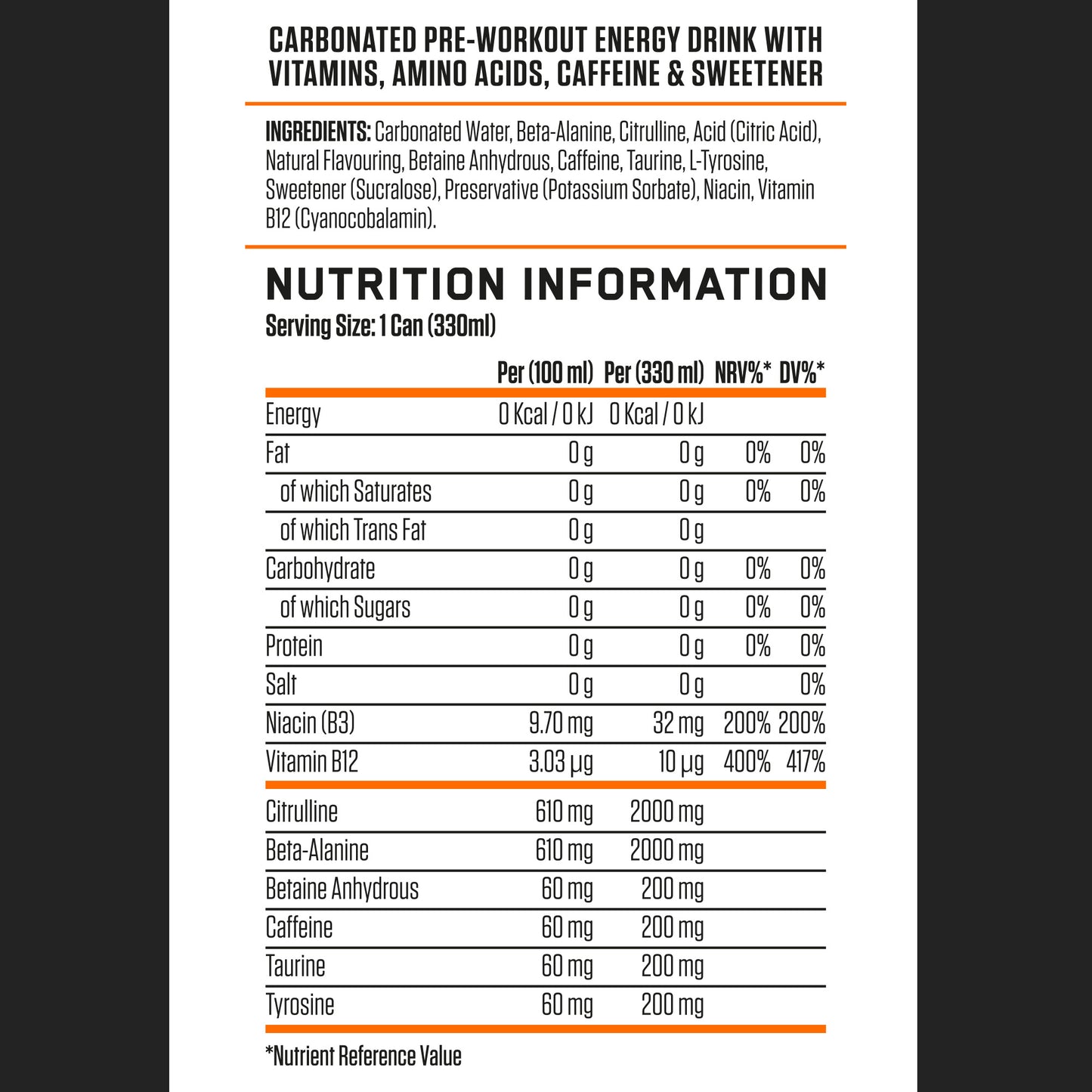 ABE - Energy & Performance Pre Workout Cans x12 - Sin azúcar.