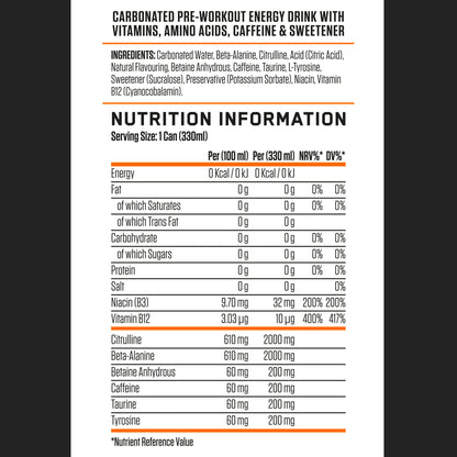 ABE - Energy & Performance Pre Workout Cans x12 - Sin azúcar.