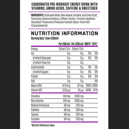 ABE - Energy & Performance Pre Workout Cans x12 - Sin azúcar.