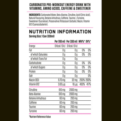 ABE - Energy & Performance Pre Workout Cans x12 - Sin azúcar.