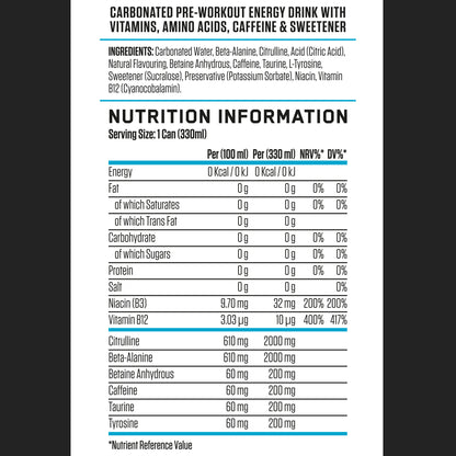 ABE - Energy & Performance Pre Workout Cans x12 - Sin azúcar.
