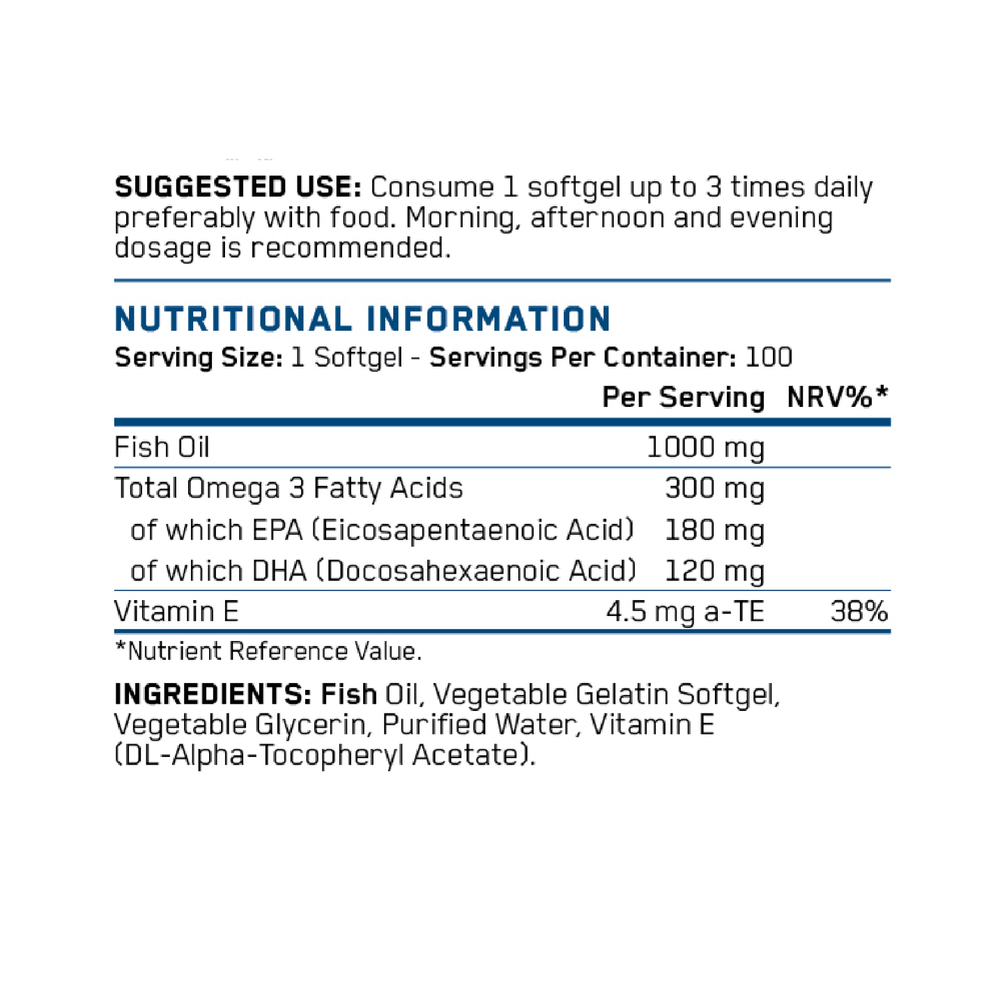 Omega 3 100 Softgels