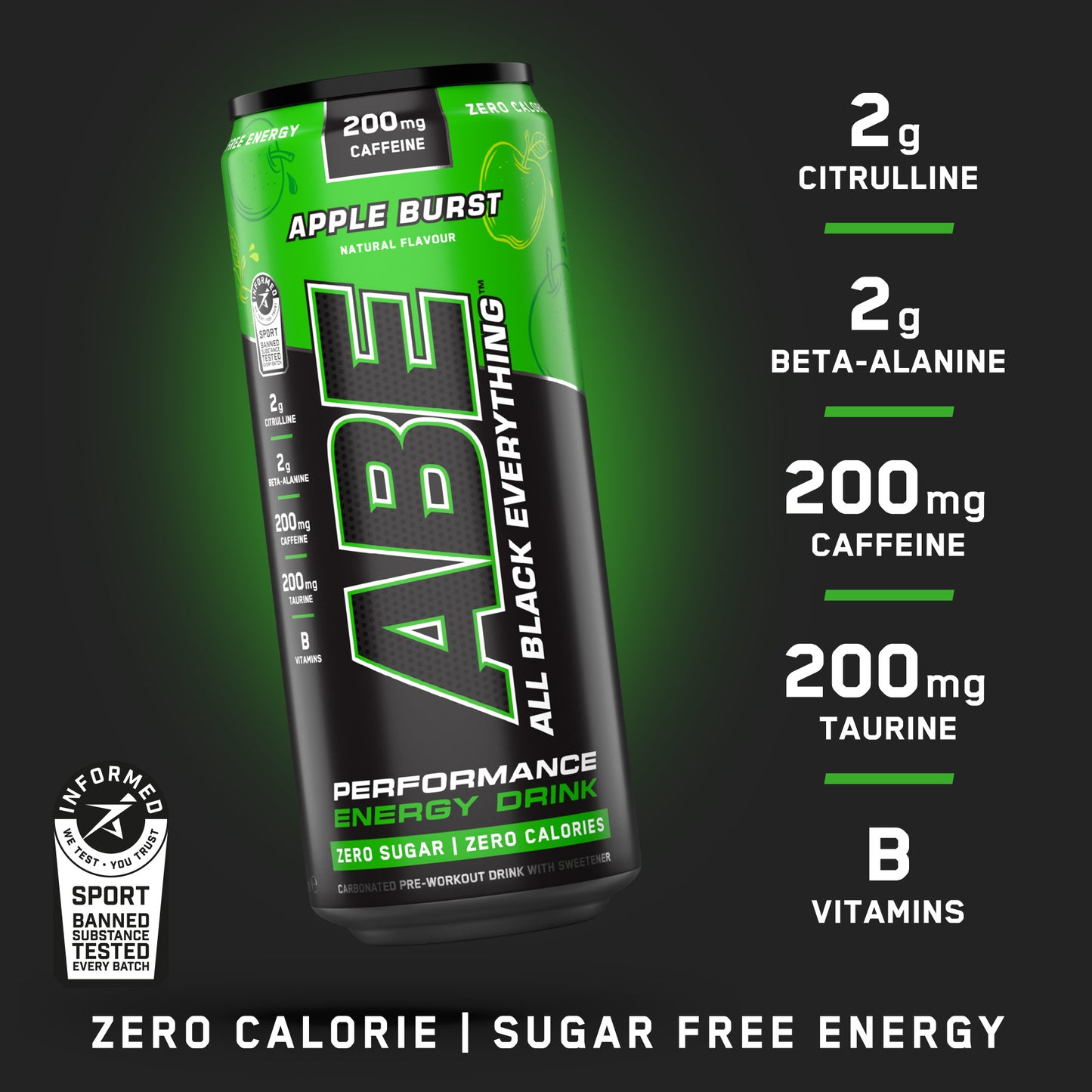 ABE - Energy & Performance Pre Workout Cans x12 - Sin azúcar.