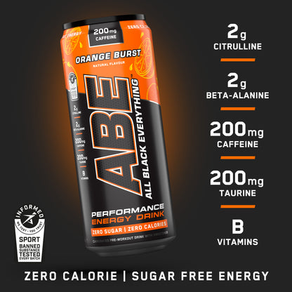 ABE - Energy & Performance Pre Workout Cans x12 - Sin azúcar.