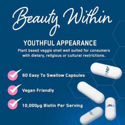 Hair Skin and Nails Collagen Capsules - 30 Servings