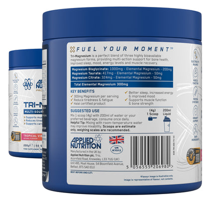 Tri-Magnesium Powder – Magnesium Bisglycinate, Citrate & Taurate