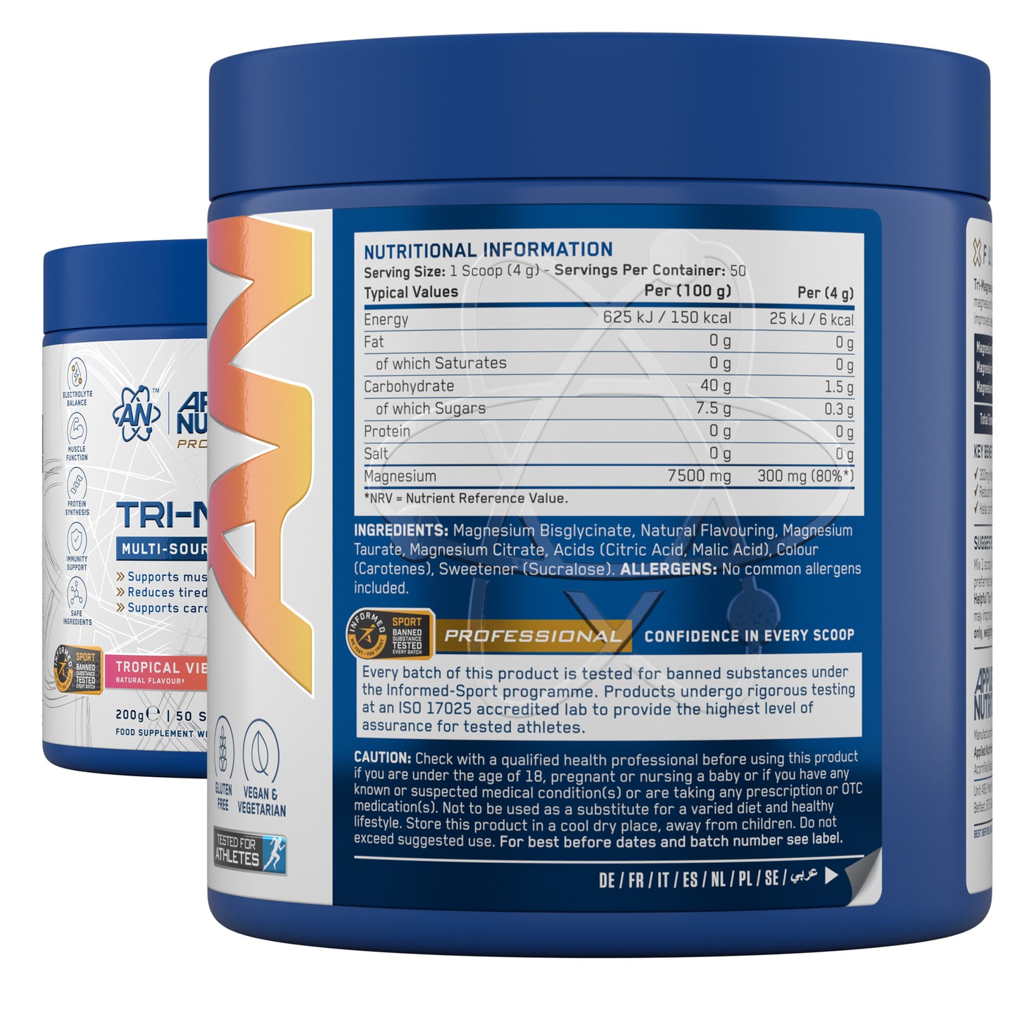 Tri-Magnesium Powder – Magnesium Bisglycinate, Citrate & Taurate