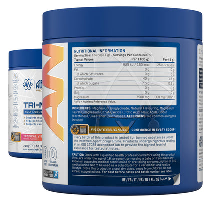Tri-Magnesium Powder – Magnesium Bisglycinate, Citrate & Taurate